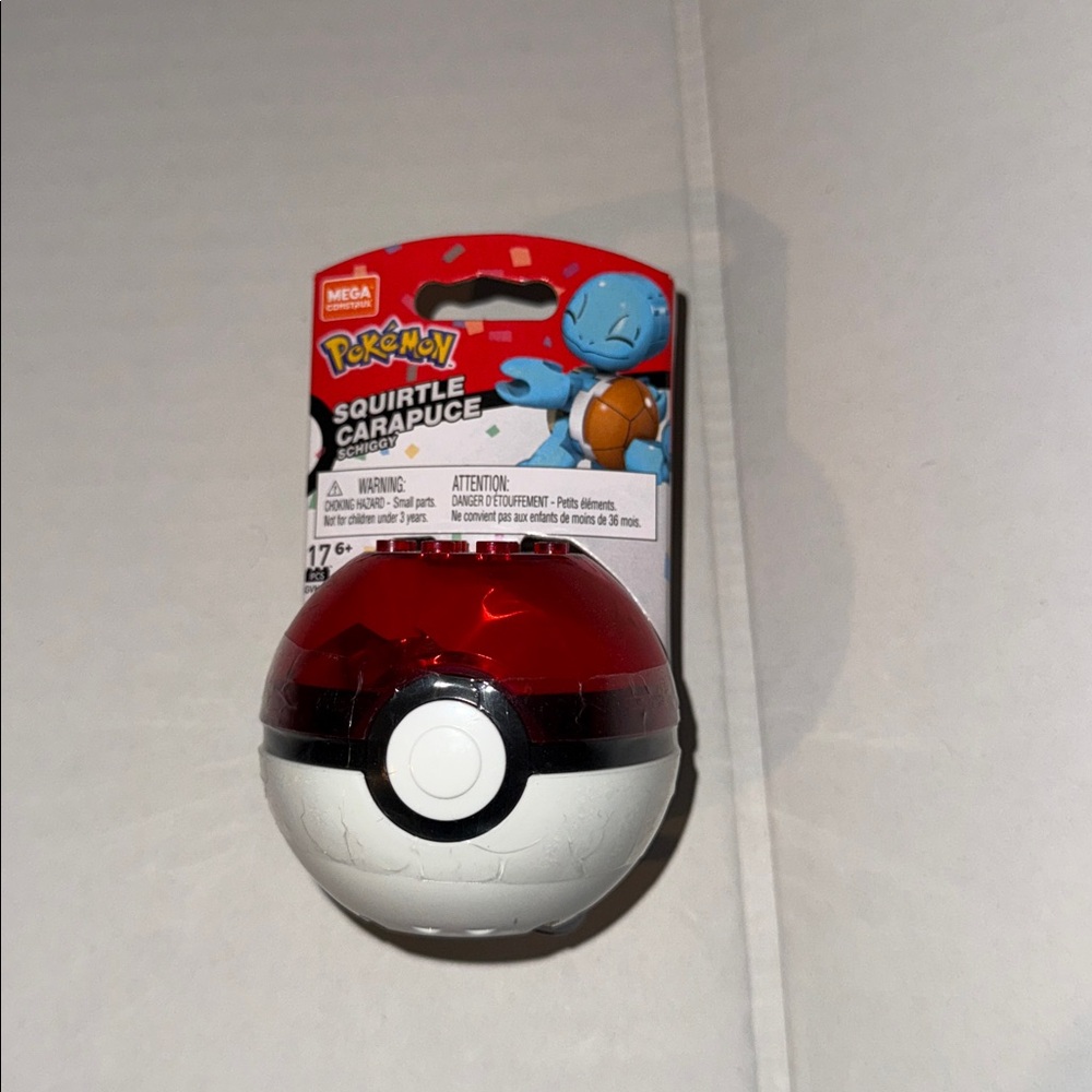 Pokemon Red and White Pokeball with Squirtle Figure